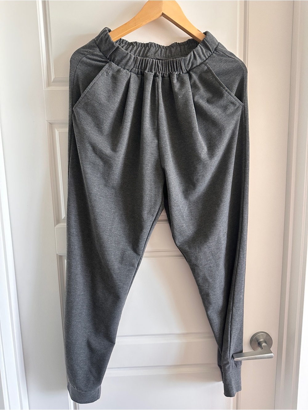 Women's Dark Gray Elastic Waist Casual Pants